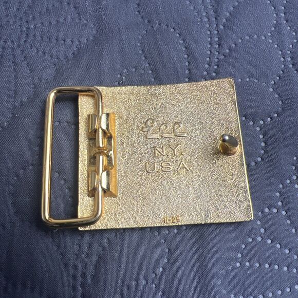 VINTAGE LEE N.Y. MADE IN USA BELT BUCKLE LETTER "C" Goldtone Retro Western Gift - Picture 3 of 9